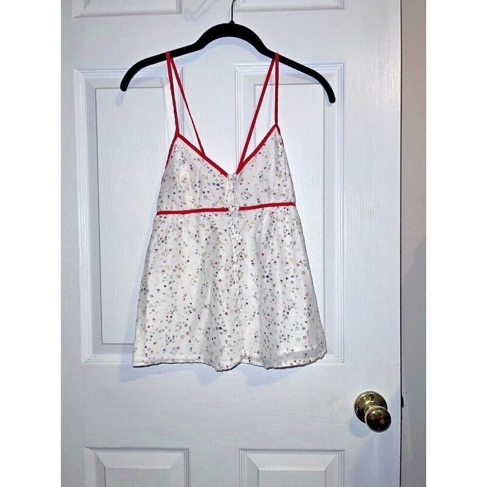 FOREVER TWENTY ONE Boutique Y2K Babydoll Button Front Top Halter Sz S Si…